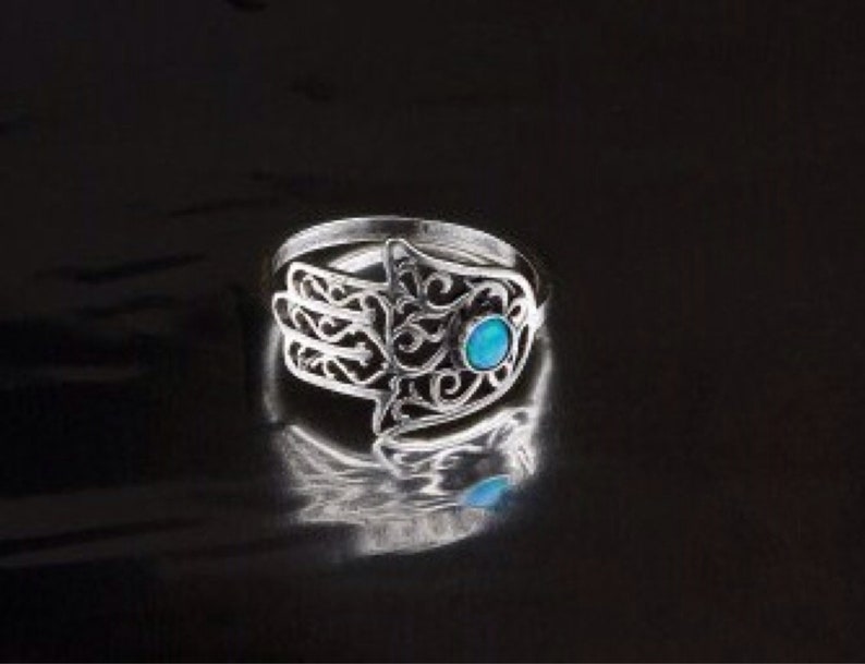 Hand of God Ring Silver Opal Hamsa Ring - Etsy