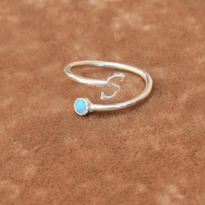 Opal Initial Ring: Adjustable Letter Ring