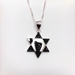 Star of david with Chai necklace, Magen david necklace with CZ, Silver star, Silver necklace, star necklace, Chai necklace
