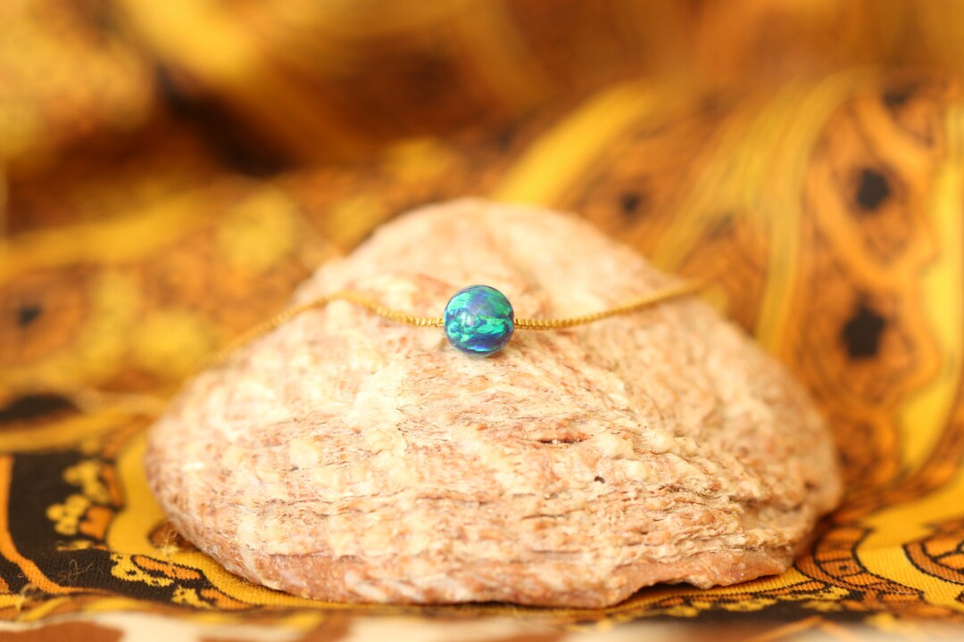 Opal Necklace Opal Ball Necklace Opal Gold Necklace Opal Etsy
