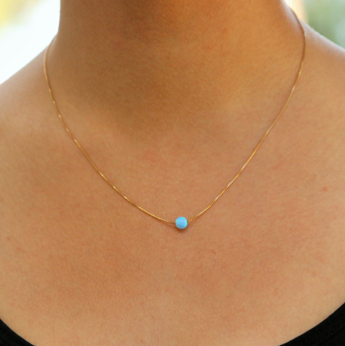 Opal Necklace Opal Ball Necklace Opal Gold Necklace Fire Etsy