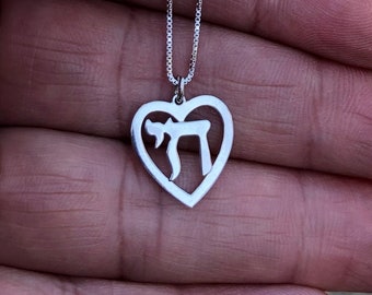 Sterling Silver Chai Heart Necklace: Dainty Jewish Jewelry