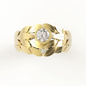 Bridal Set, Diamond engagement ring, Wedding ring, Diamond set, Celtic set, Diamond engagement ring, Gold ring, Leaves ring, DC-1002W image 3