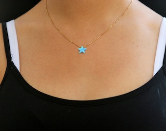 Opal star Necklace opal necklace blue opal star necklace gold filled opal star necklace