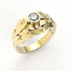 Bridal Set, Diamond engagement ring, Wedding ring, Diamond set, Celtic set, Diamond engagement ring, Gold ring, Leaves ring, DC-1002W image 2