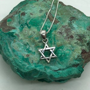 Davidster-ketting, kleine magen david-ketting, zilveren ster, zilveren ketting, sterketting, handgemaakt stuk