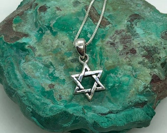 Star of david necklace, Tiny Magen david necklace, Silver star, Silver necklace, star necklace, Hand made piece