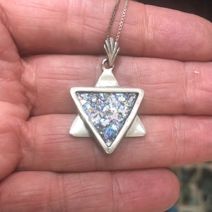 Star of david necklace, Roman Glass Necklace,Shield of david Magen david necklace with Roman glass