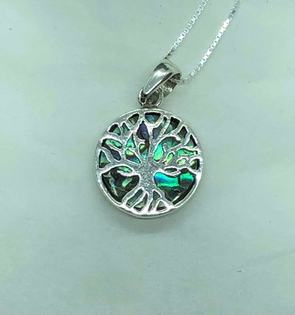 Collana Albero Della Vita Con Ciondolo Cuore In Abalone – Argento, Catena 45+5 Cm – Gioiello Significativo