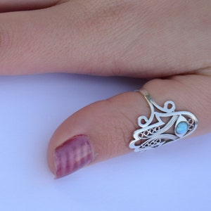 Sterling silver opal hamsa ring, Thumb ring image 6