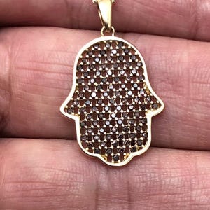 Gold hamsa necklace, Gold hamsa set with Marquies, Filigree hamsa with 14k gold chain, Hand of God, Gold jewelry, Hand made jewelry,