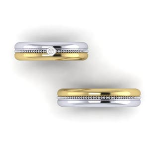 Wedding Band Set, Wedding Rings, Gold Wedding Rings, Two Tone Wedding Bands, Wedding Ring Set, Man Wedding Band, Woman Wedding band, DC1119