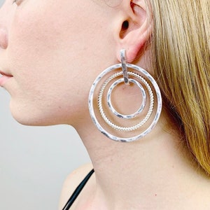 Kreis große Ohrringe, Fett Stil, helle und fette Schmuck, ausgefallene Ohrringe, Dynastie Statement Ohrringe, Silber Schmuck, Creolen