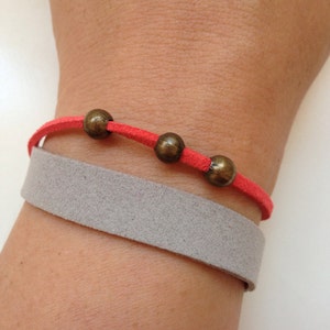 Faux suede  Bracelet 64- friendship faux suede cuff  bracelet alloy bronze rings  gift adjustable current womenswear unique
