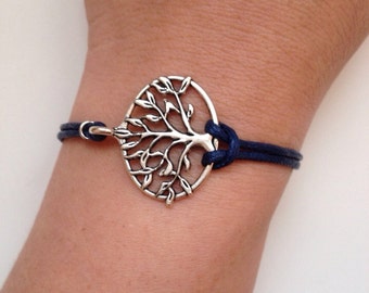 Tree of life Bracelet 144- friendship  charm waxed cotton bracelet gift adjustable current womenswear unique innovative