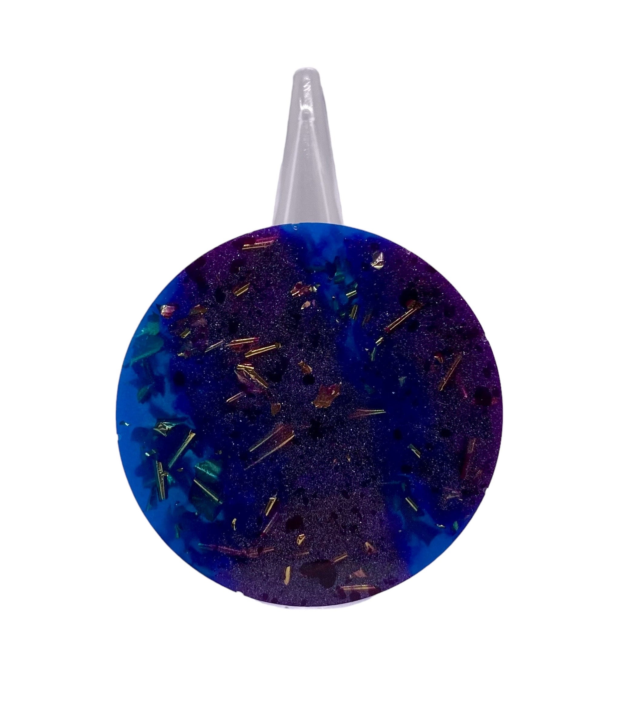 Enormes anillos de resina de luna llena 617 geométrico luna llena papel dorado gran anillo resina epoxi arte portátil mini escultura azul púrpura
