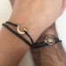 Couples Bracelets 298- friendship love silver moon and sun leather anniversary gift adjustable matching bracelet long distance relation