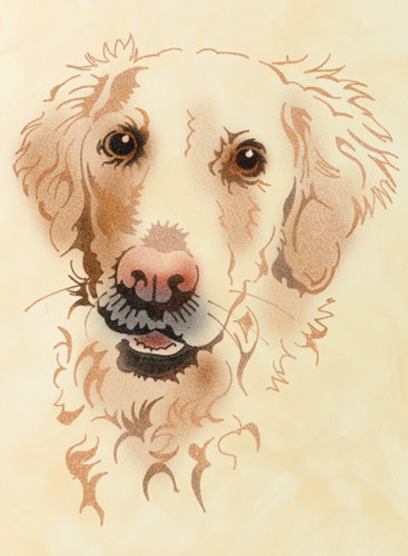 Stencil Golden Retriever_0458 Etsy