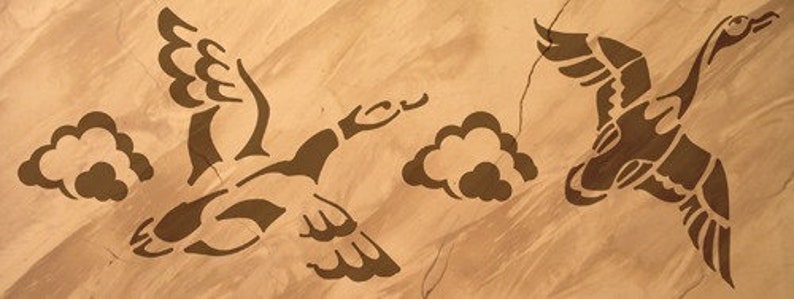 Stencil Wandschablone Enten Bild 1