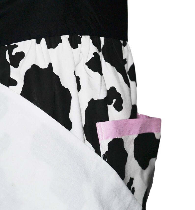 Download Petite Plus Size Black and White Holstein Print Apron with ...