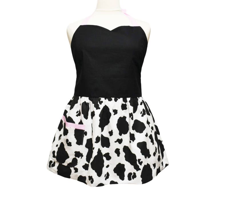 Download Petite Plus Size Black and White Holstein Print Apron with ...