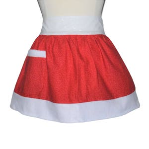 Petite Plus 1XP-3XP Holiday Santa  Half Apron in Red and White, Glitter White Ties, Party Apron, Christmas Apron, Delantal, Gift for Women