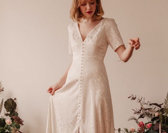 FAUNA WEDDING DRESS. Simple wedding dress, vintage style wedding dress, 1940s wedding dress, ivory wedding dress