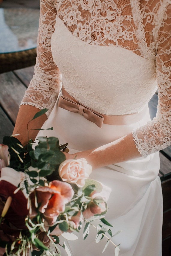 simple wedding dress with lace sleeves