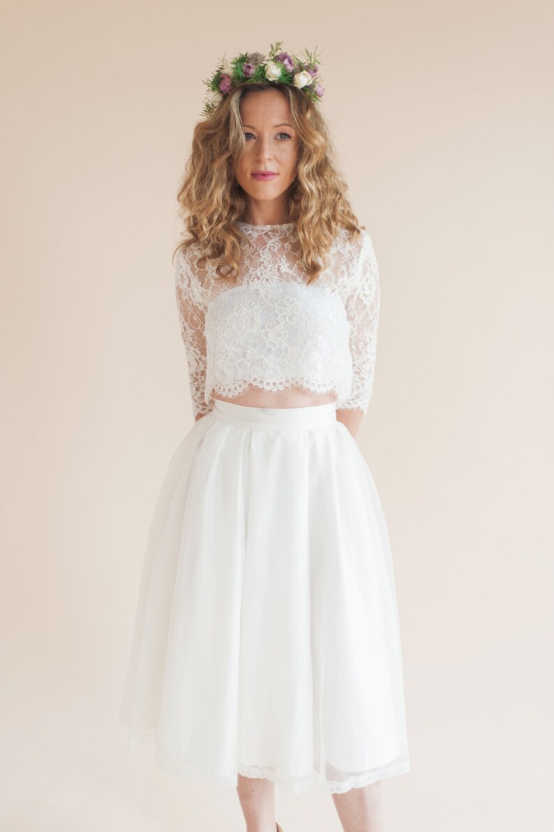 PETAL SKIRT short wedding dress. midi bridal skirt. organza Etsy