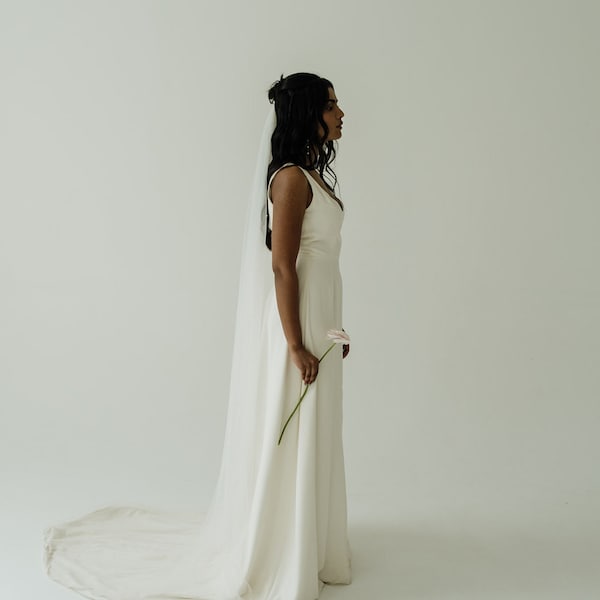 GLORY WEDDING DRESS simple wedding dress, racer back wedding dress, shimmering wedding dress, fitted wedding dress