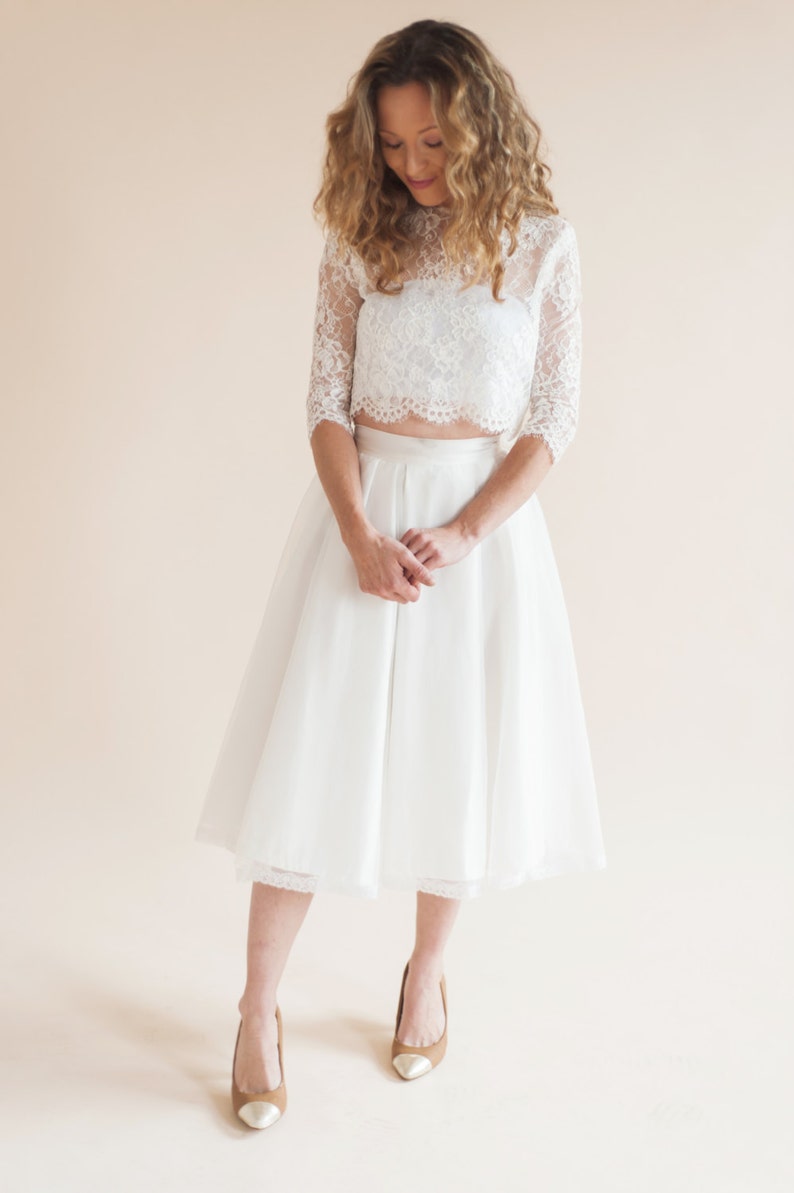 PETAL SKIRT short wedding dress. midi bridal skirt. organza Etsy