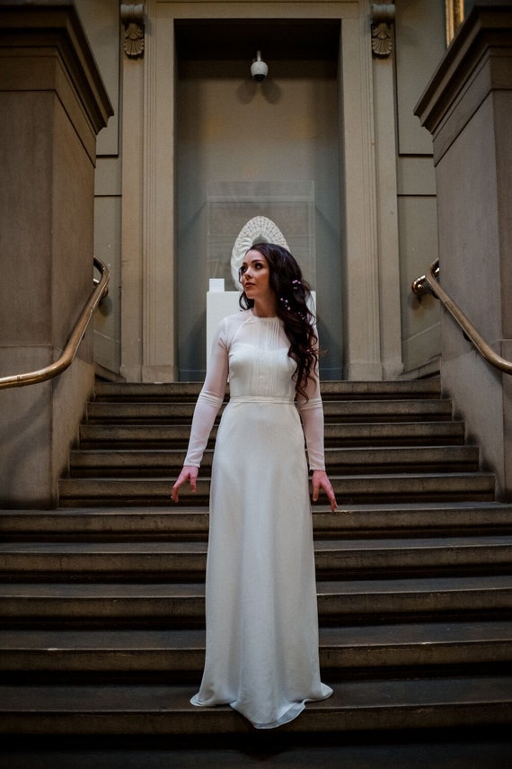 Claudia Full Wedding Dress Wedding Dress Long Sleeve Wedding Etsy