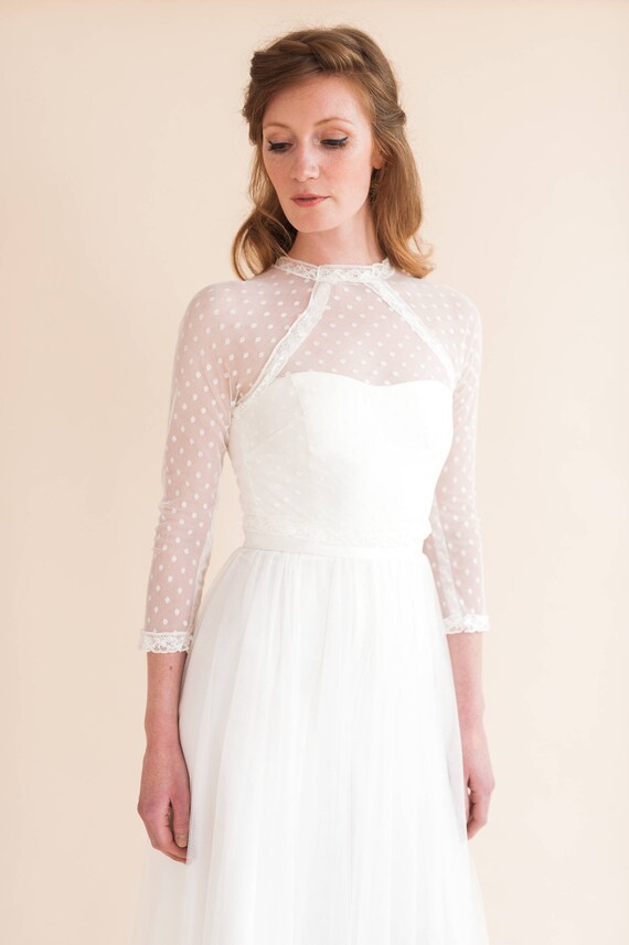 polka dot lace wedding dress