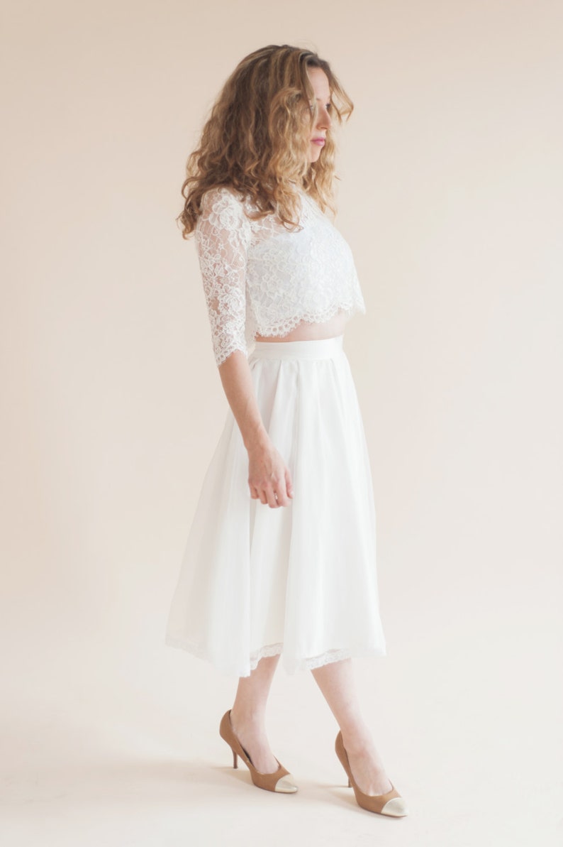 PETAL SKIRT short wedding dress. midi bridal skirt. organza | Etsy