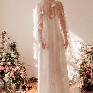 SAMPLE SALE blossom veil. long veil. Petals. Pink and ivory veil. Flower veil. image 4