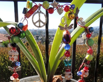 Fairy Garden "Christmas" Archway Totem Set: Bead Plant Decor