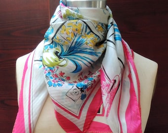 Vintage "Windows" Scarf: Retro Floral Headscarf, Boho Style
