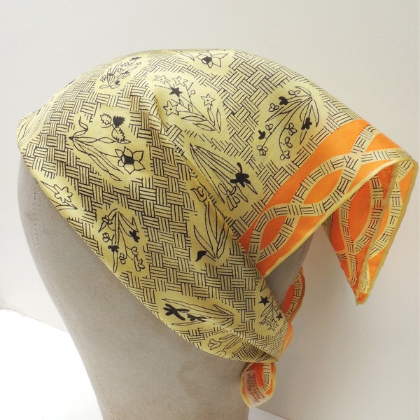 Vintage "Spring Flowers " Silk Scarf: Retro Headscarf, Rockabilly Fun Head/ Hatband, Neckerchief, Great Accessory Styling/Pocket Square Gift