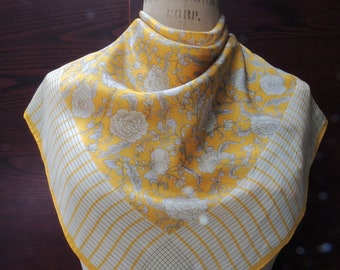 Anne Klein Vintage Silk Scarf: Floral Print Retro Head Cover