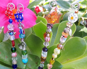4 small Totems, "Seasons" use them for fairy gardens, elf or pixie forrest enterance markers, indoor or out plant, pot or succulent stakes