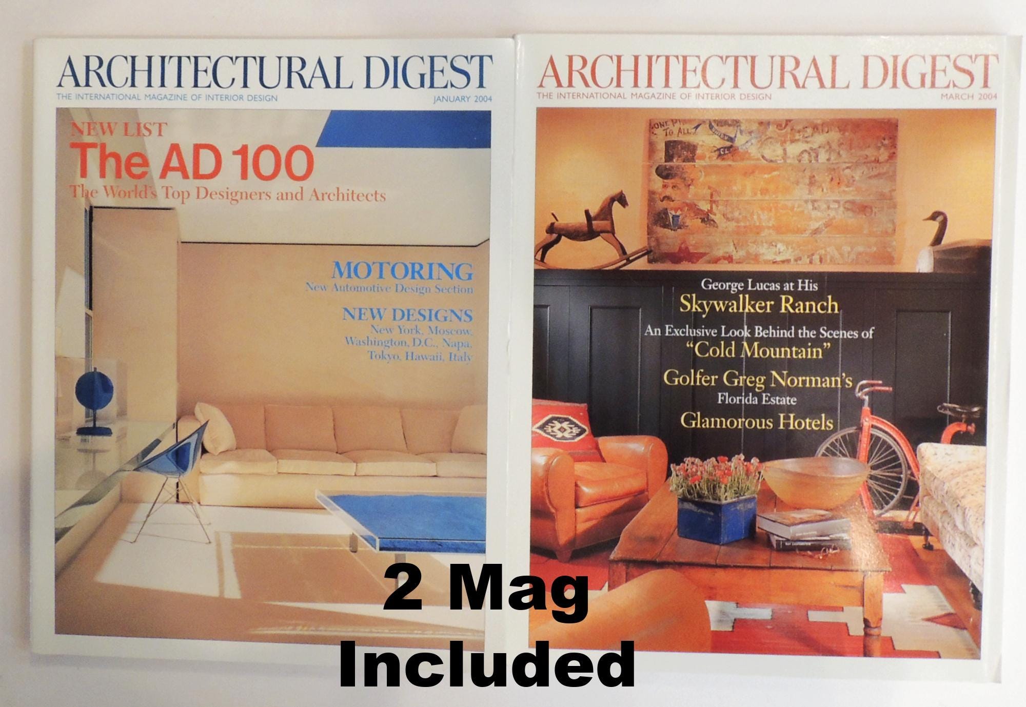 Architectural Digest 2004: January & March - Vintage Design Magazines ...
