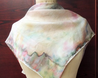 Hand Dipped "Soft" Silk Scarf: Multi-Color Retro Headscarf, Head Cover Wrap, Festival Fashion, BoHo Scarves for Woman, Gift for Her or Him