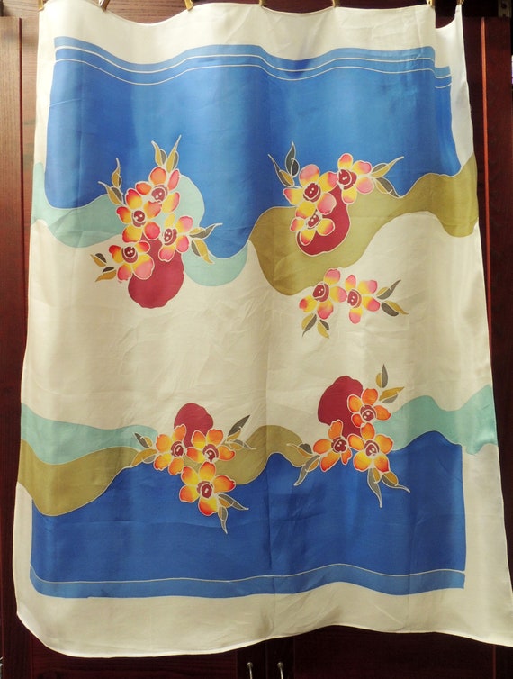 Vintage "Batik Asian Floral" Scarf: Retro Head Co… - image 6