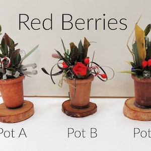 Red Berries Mini Flower Pot: 3" Faerie Garden Decor