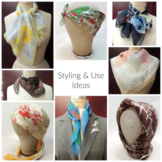 Vintage "Tossed Bouquets" Scarf: Retro Headscarf,… - image 10