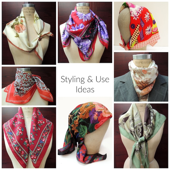 Vintage "Batik Asian Floral" Scarf: Retro Head Co… - image 9