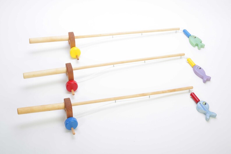 Wooden Fishing Pole Toy Fishing Pole Fishing Game Etsy