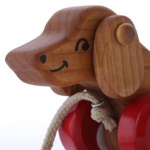 Wooden Puppy Pull Toy Toddler Gift Walk-A-Long Puppy Pull Toy Gift for One Year-Old Wooden Dog Pull Toy Handmade Toy image 6