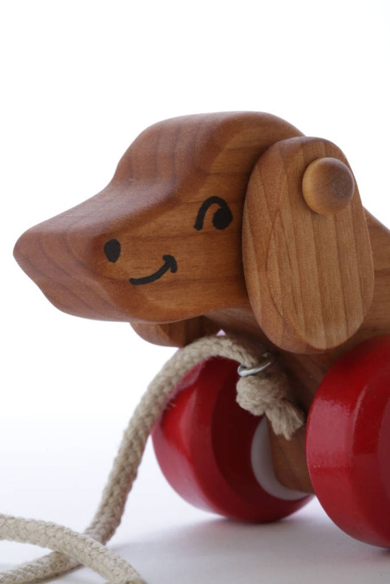 Wooden Puppy Pull Toy Toddler Gift Walk-A-Long Puppy Pull Toy Gift for One Year-Old Wooden Dog Pull Toy Handmade Toy image 6