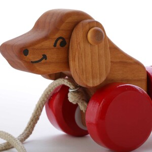 Wooden Puppy Pull Toy Toddler Gift Walk-A-Long Puppy Pull Toy Gift for One Year-Old Wooden Dog Pull Toy Handmade Toy image 5